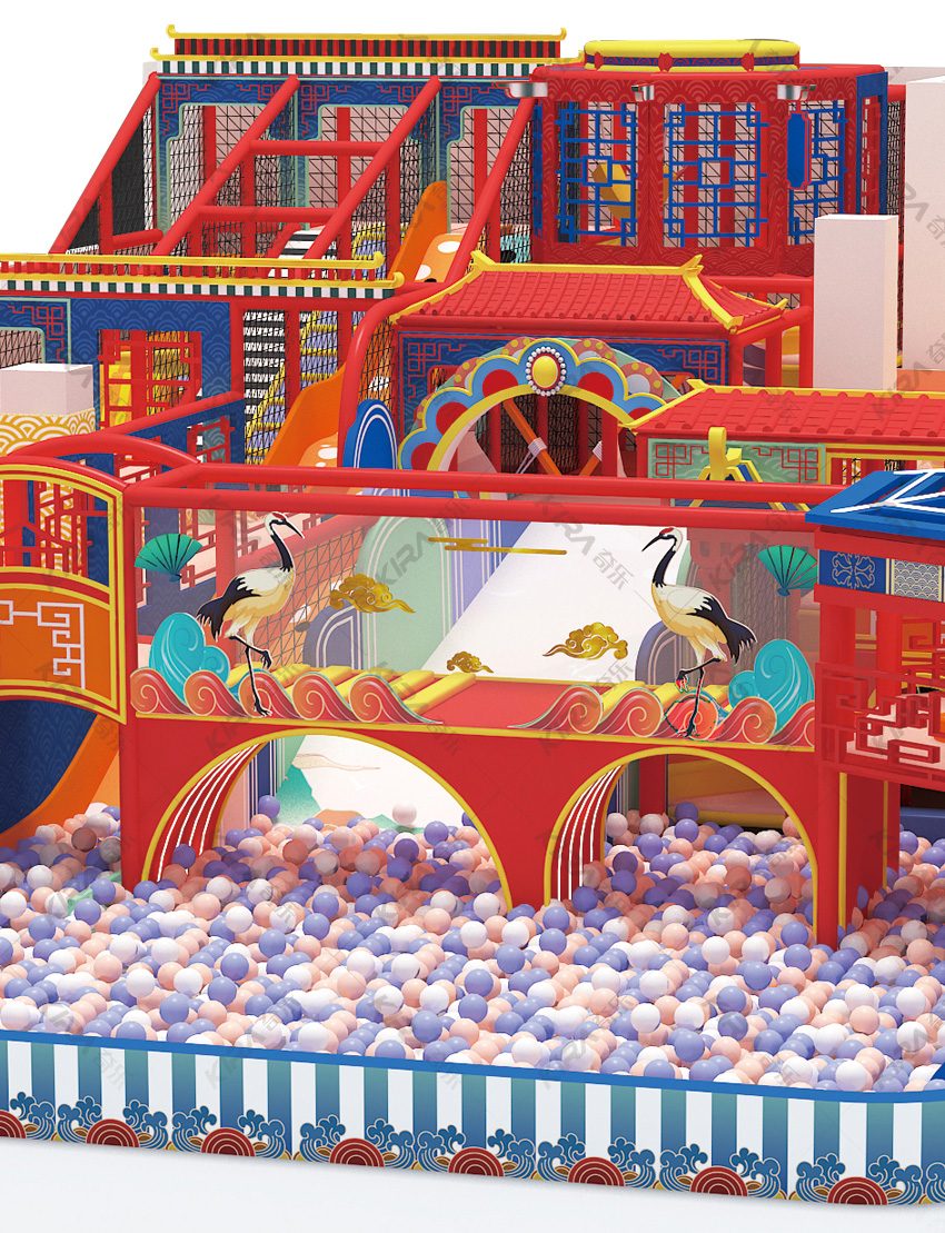 依照親子樂園游樂項(xiàng)目的特點(diǎn)融入其中，充分發(fā)揮了國潮風(fēng)元素的視覺沖擊，呈現(xiàn)出一幅充滿國風(fēng)色彩的絢麗畫卷